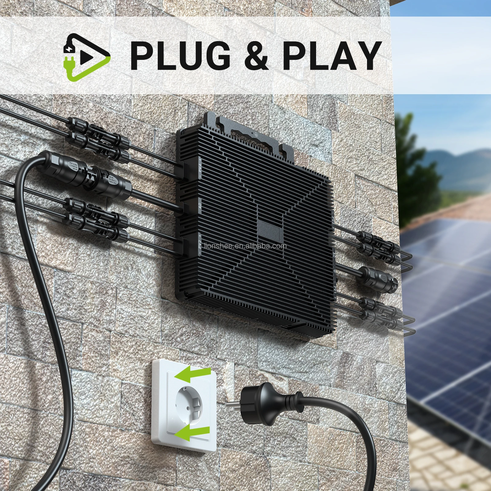 Lionshee 1600W DC to AC Power Converter Grid Tie DC 25-55V Voltage Solar Micro Inverter with APP Wifi Function