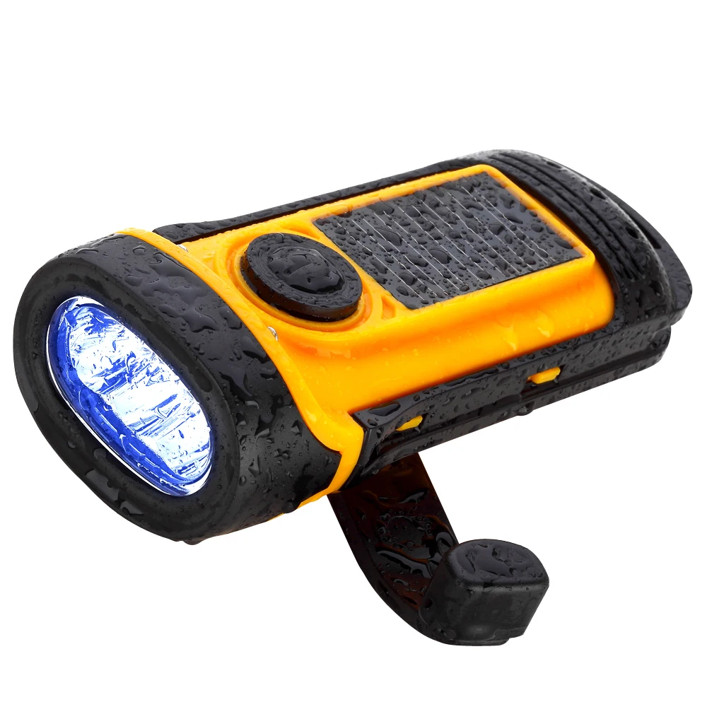 Lampe Torche Dynamo Solaire LED - Rechargeable à Manivelle - Extérieur Urgence