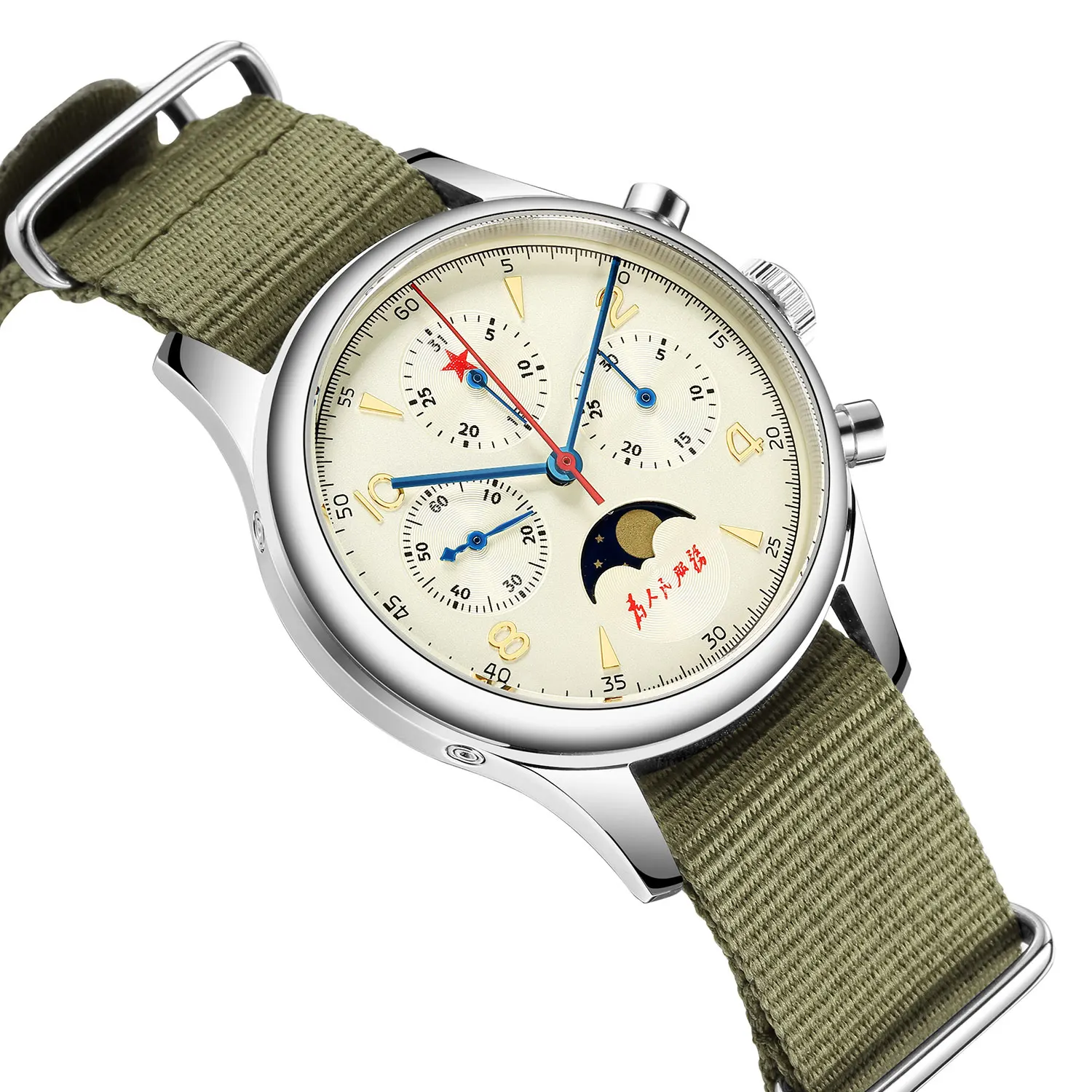 2021 Luxury Original Dress Watch Seagull ST1908 MonPhase Movement Stainless Steel Case for Mens Watches Collection