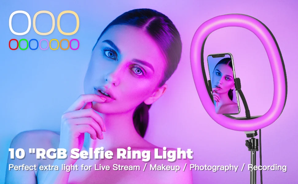 10 Inch Ring Light Rgb Ringlight 10 Inch Selfie Fill Makeup Light Led