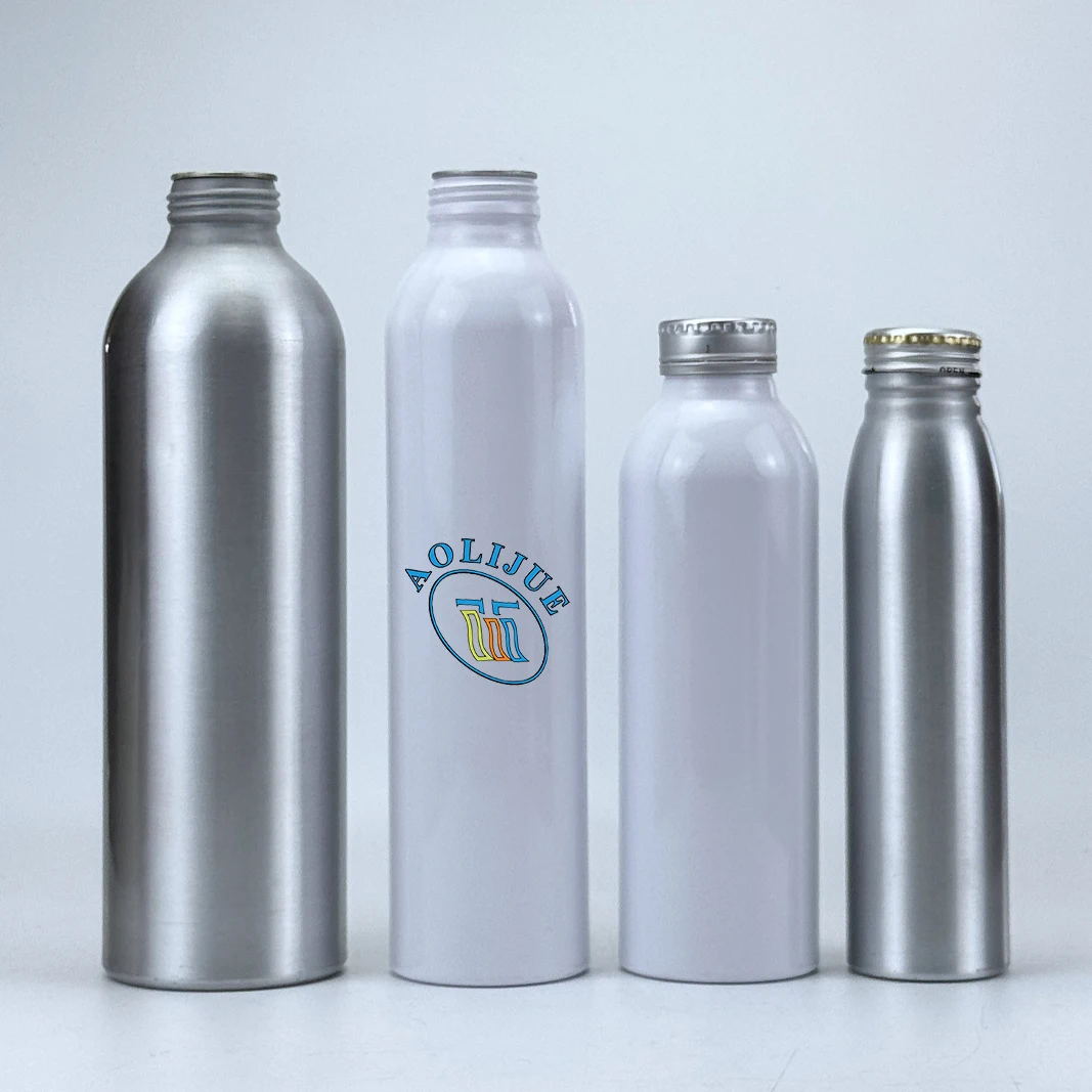 Recyclable Eco Friendly Round Leak Proof Aluminum Bottle 1l Beverage Screw Cap Empty Mineral Water Bottle 500ml