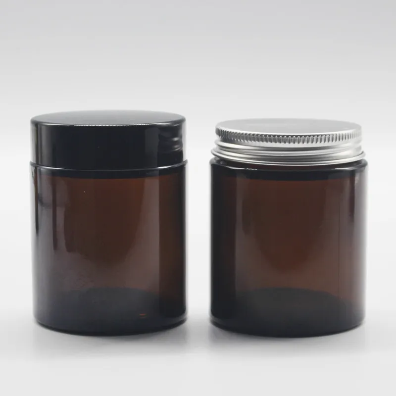 Dark amber 2oz 60ml cosmetic glass jar with gold lids - Glass bottle  manufacturer-MC Glass