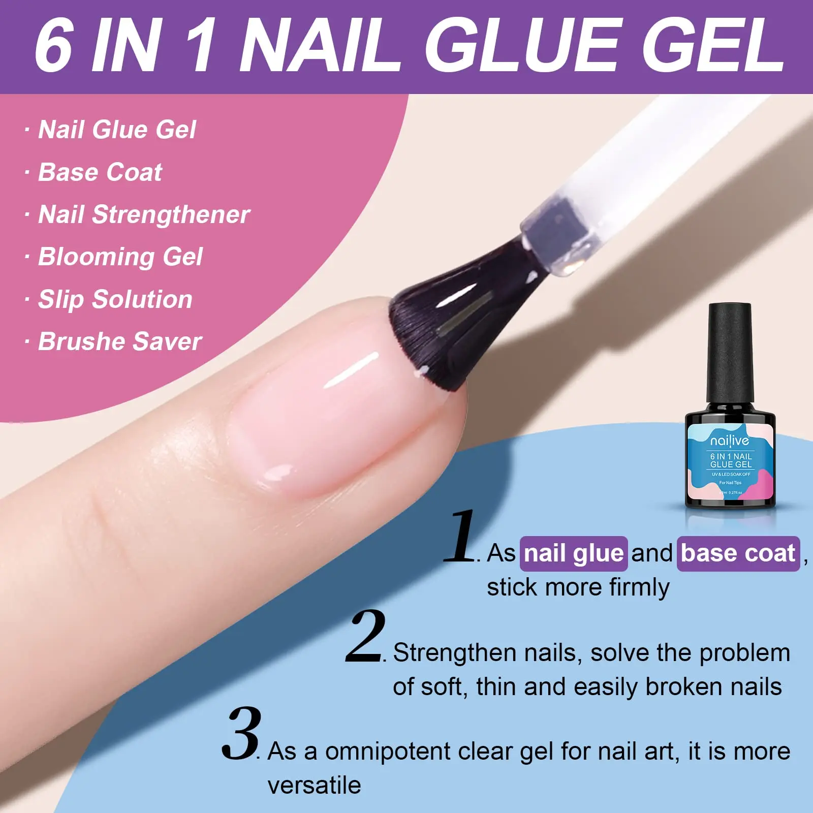 Профессиональные принадлежности для ногтей домашний Маникюр УФ-клей гель гелевых типсов комплект верхнего покрытия