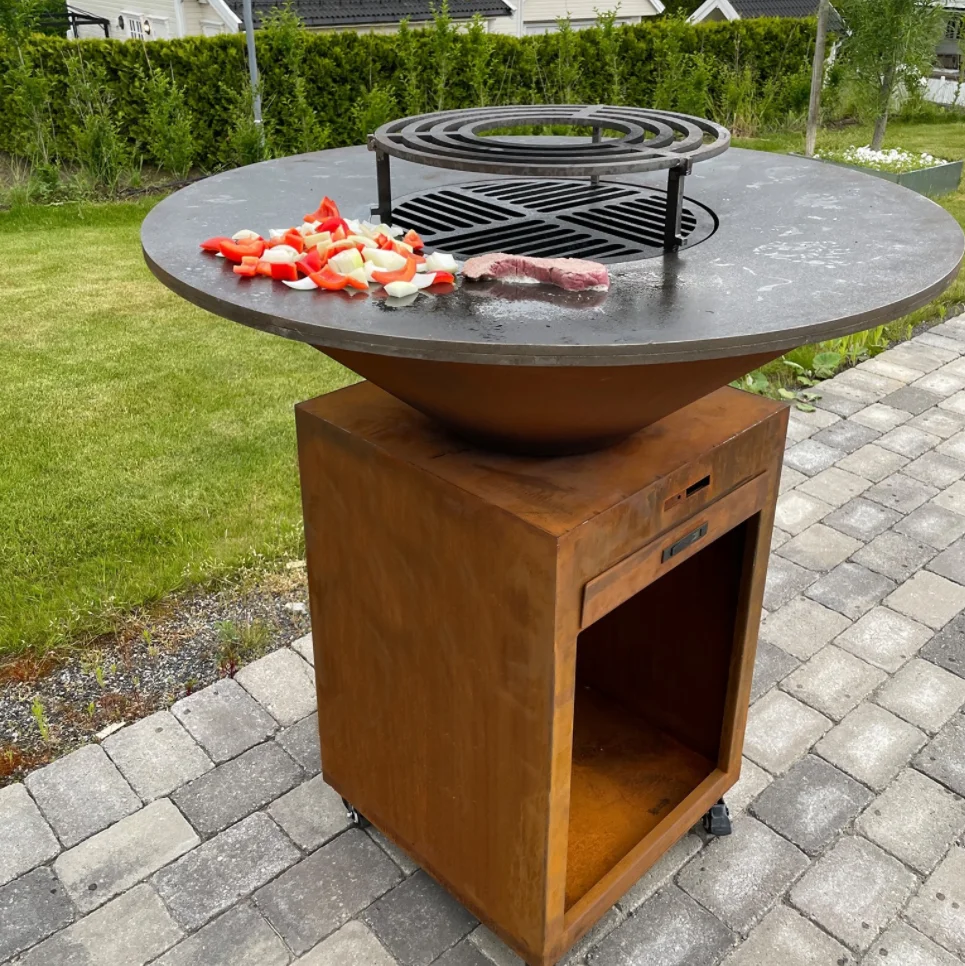 85CM Outdoor Cooking Corten Steel BBQ Grill Fire Pit Table