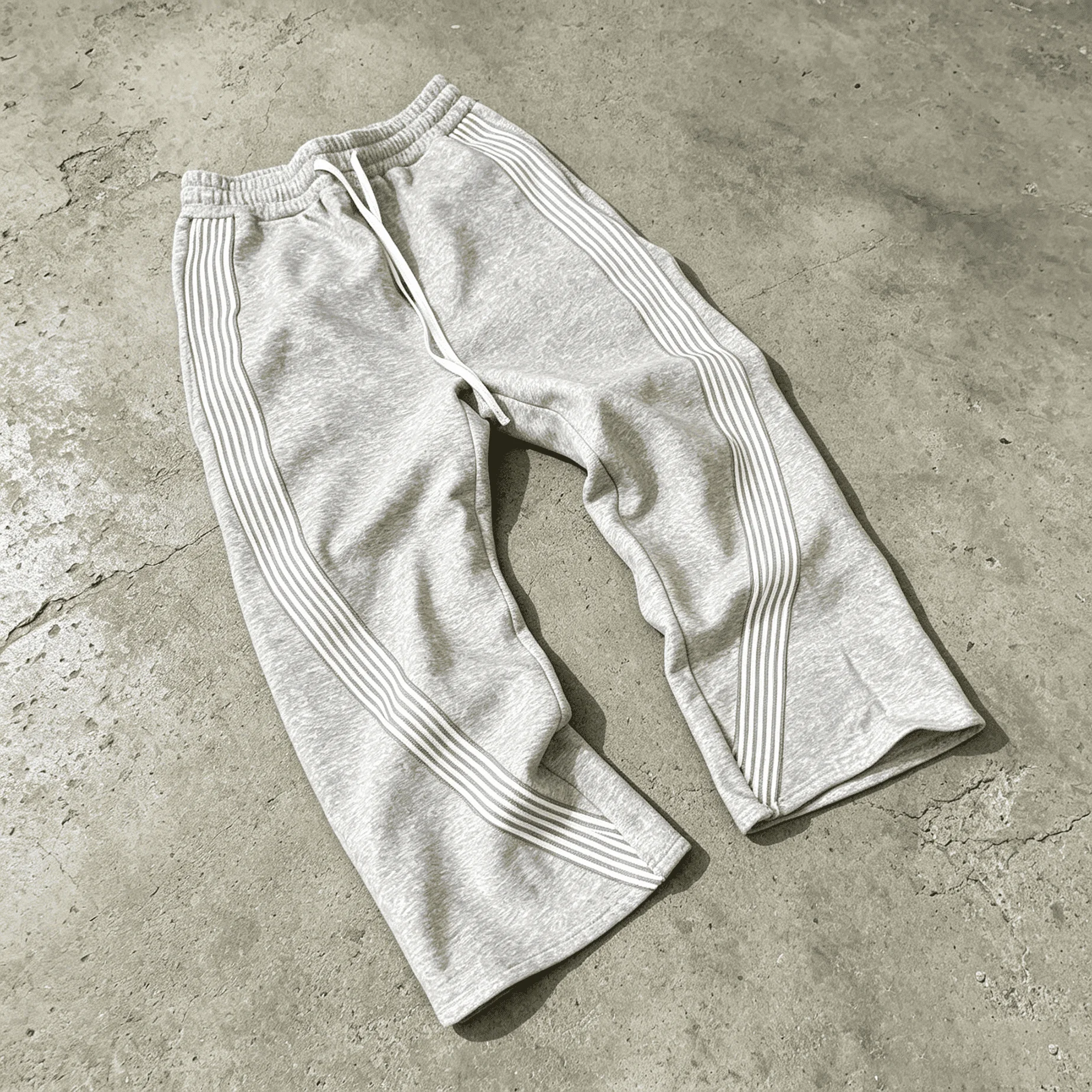 Custom Striped Baggy Sweatpants Mens Oversized French Terry Wide Leg Streetwear Casual Drawstring Elastic Waist Jogger Pants gallery 3