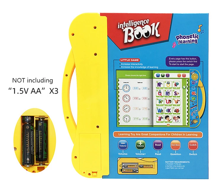 Fun Educational Plastic Talking Sound Book English Learning Reading Machine for Children Battery Powered for Teaching Gift Box