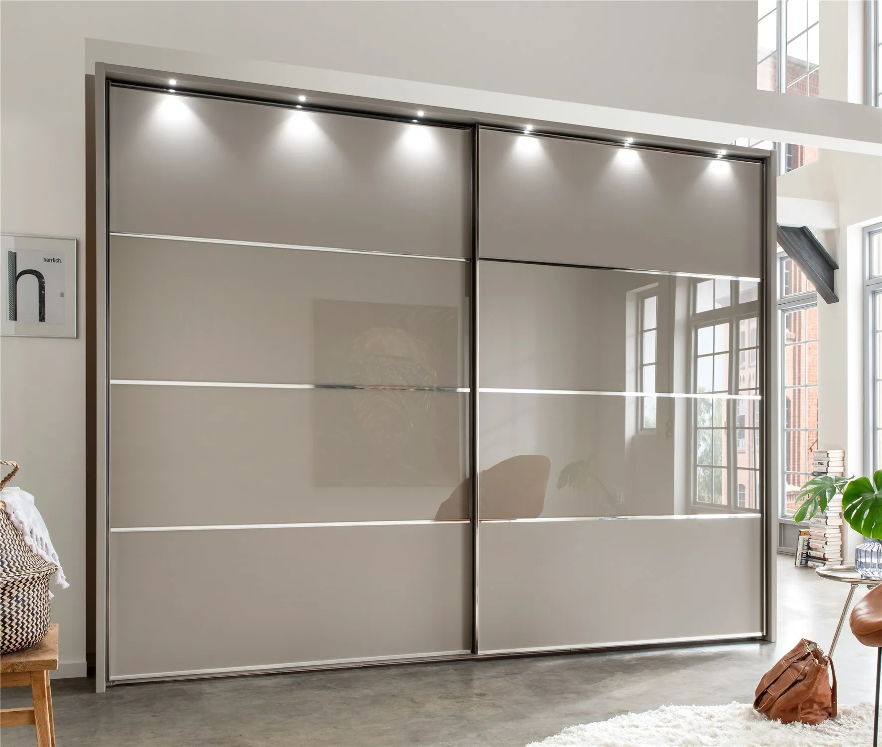 High Gloss Folding Wardrobe Design Portable with Sliding Door