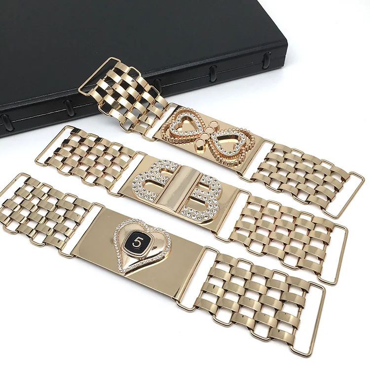 New Product Wide Gold Metal Belt - Versatile Dress Accessory