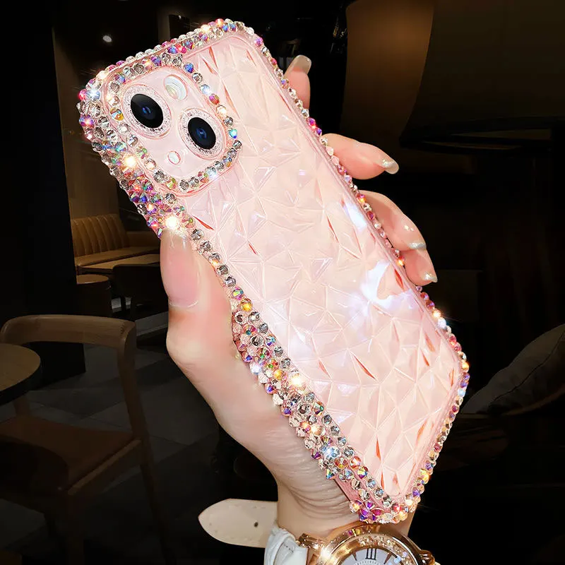 Cute Bling Crystal 3D Diamond Gems Mobile Phone Cases for iPhone 14 13 12 11 Pro Max XS XR X 7 8 Plus SE 2020 Diamond Covers supplier