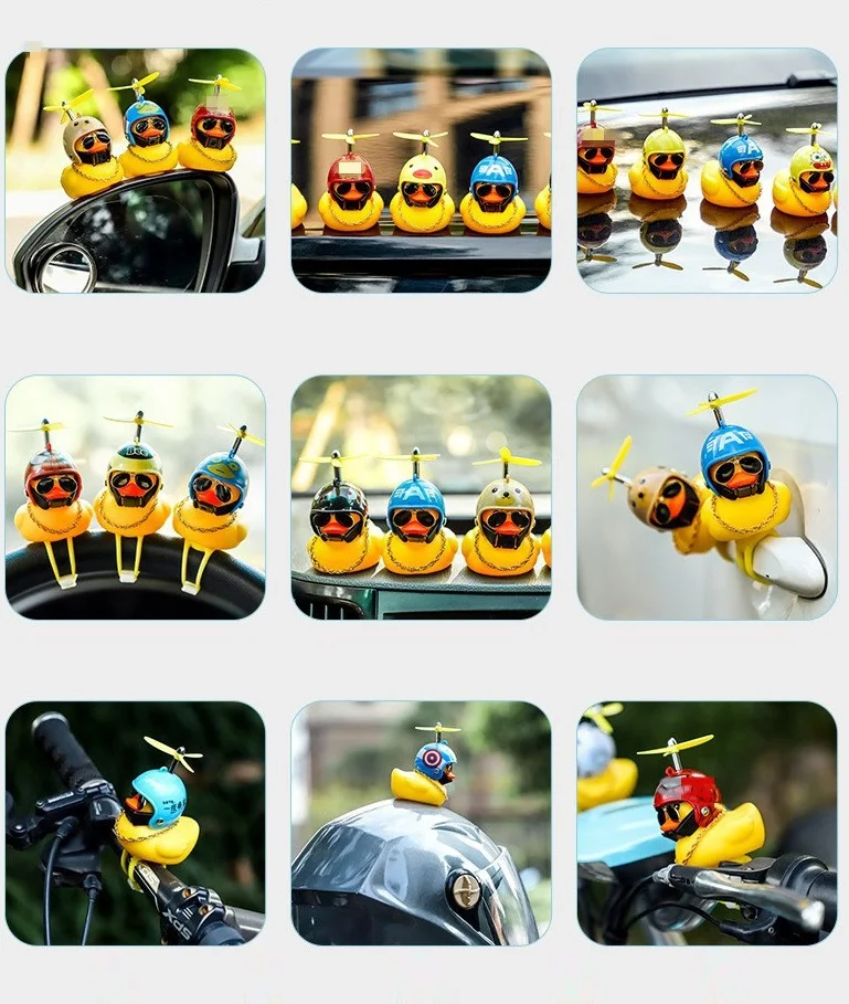 Велосипедный гудок симпатичная маленькая Желтая утка ночной сигнал лампа детская резиновая утка игрушка с шлемом и пропеллером