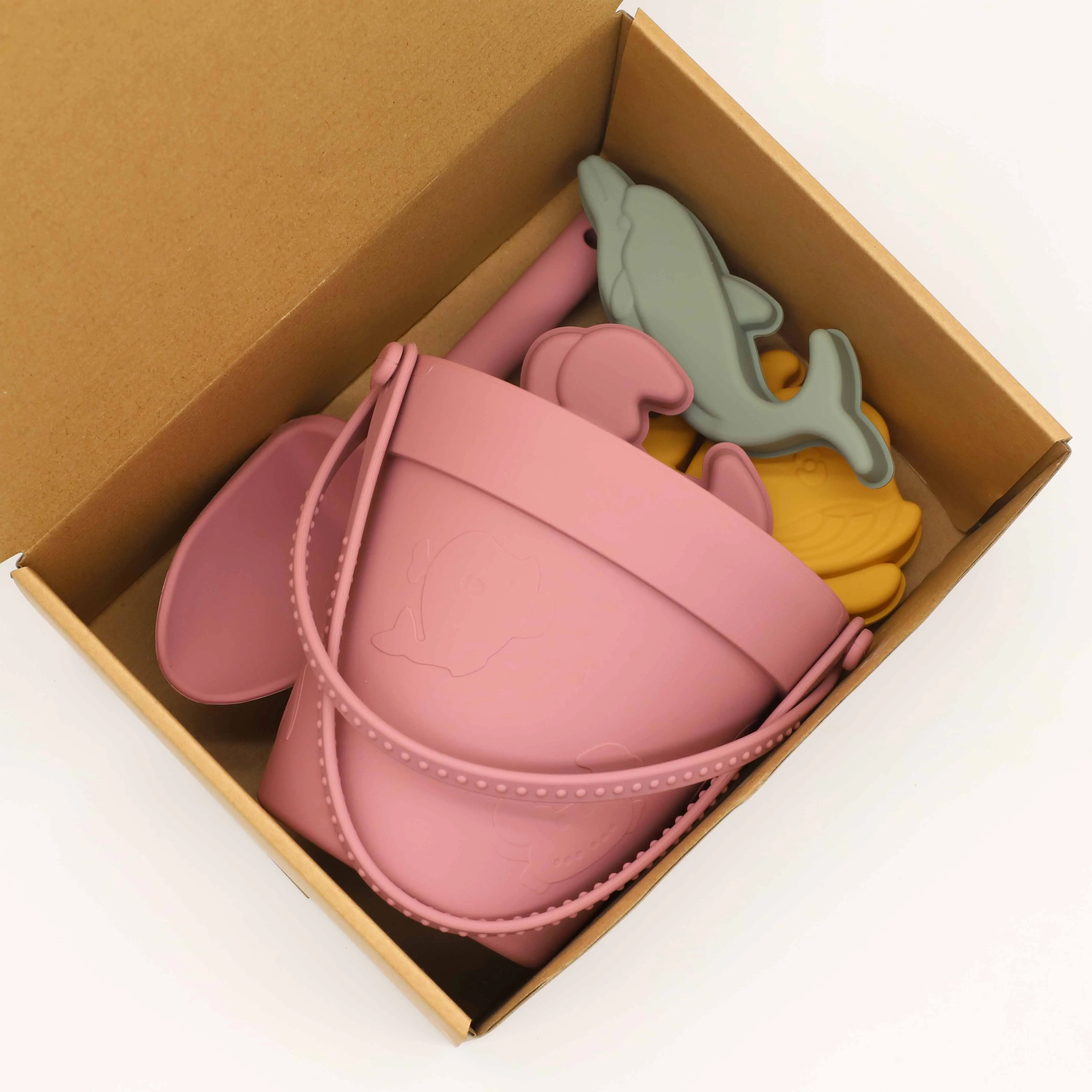 Экологически чистый мягкий не содержит Бисфенол А портативный силиконовый летний наполненный песком пляжный ковш 8 шт. игрушек лопатка для песка набор морских ракушек детей