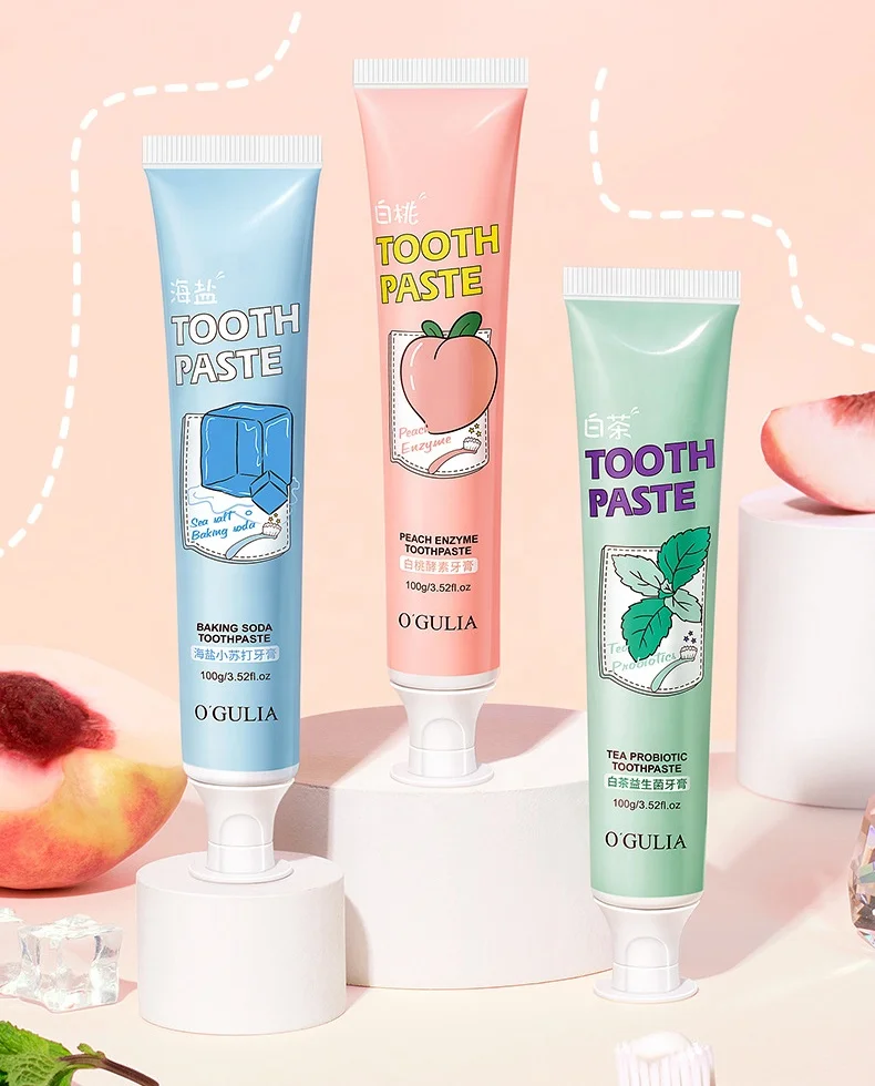 OEM ODM отбеливающая зубная паста персик белый чай морская соль уход за полостью рта Зубы натуральная Органическая Зубная Паста