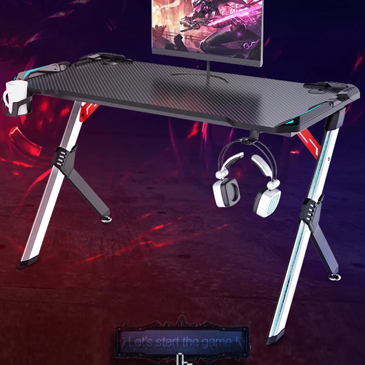 Hot Sale 2020 New Design RGB R Shape Gaming Desk E-Sport Computer Table