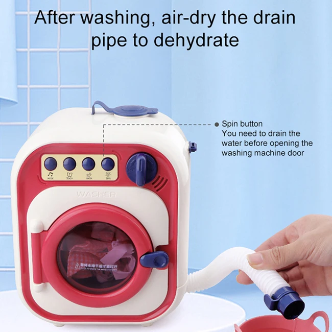Battery Operated Electric Home Appliances Doll Dress up Clothes Cleaner  Kids Pretend Play Mini Toy Washing Machine for Kids
