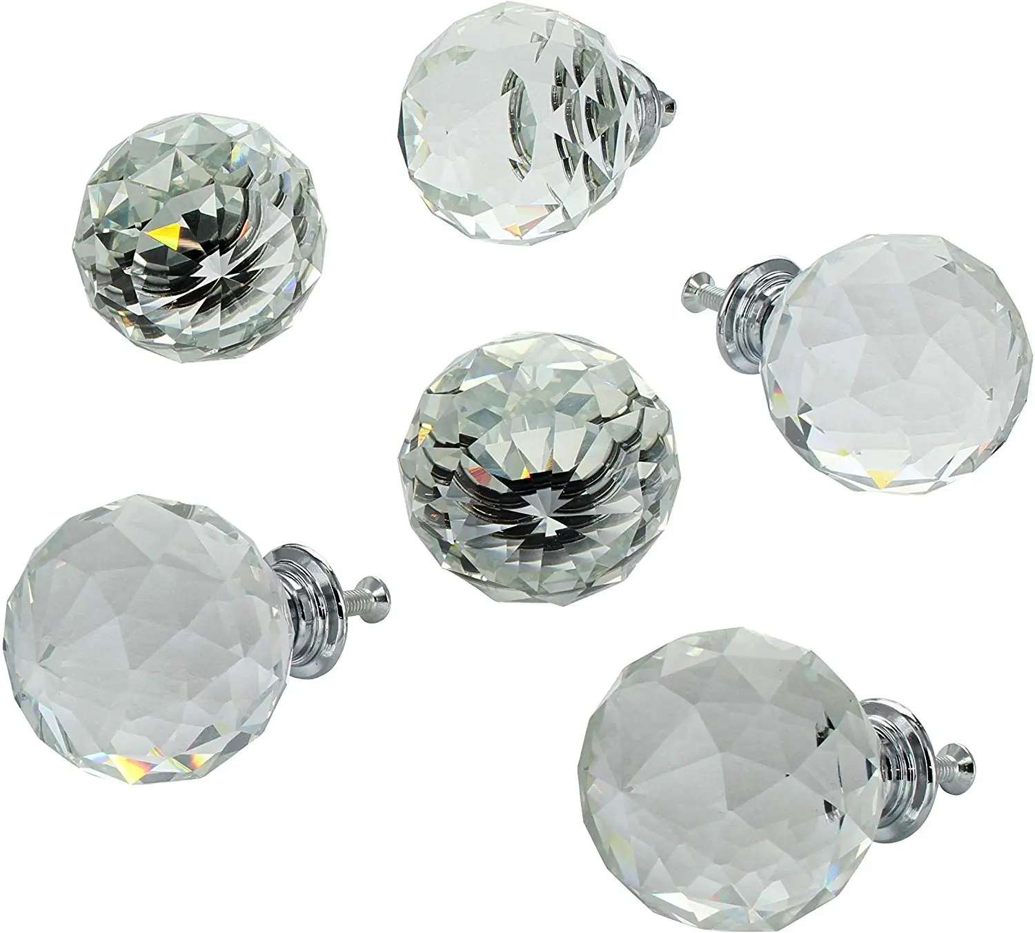 Drawer Wardrobe Pull Handle Knobs Handles Crystal With Screw
