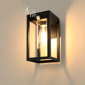 Vertak 15W IP44 Black Die-cast Aluminum Waterproof Led Bulb Outdoor Exterior Wall Mounted Light Rectangle External E27 Wall Lamp