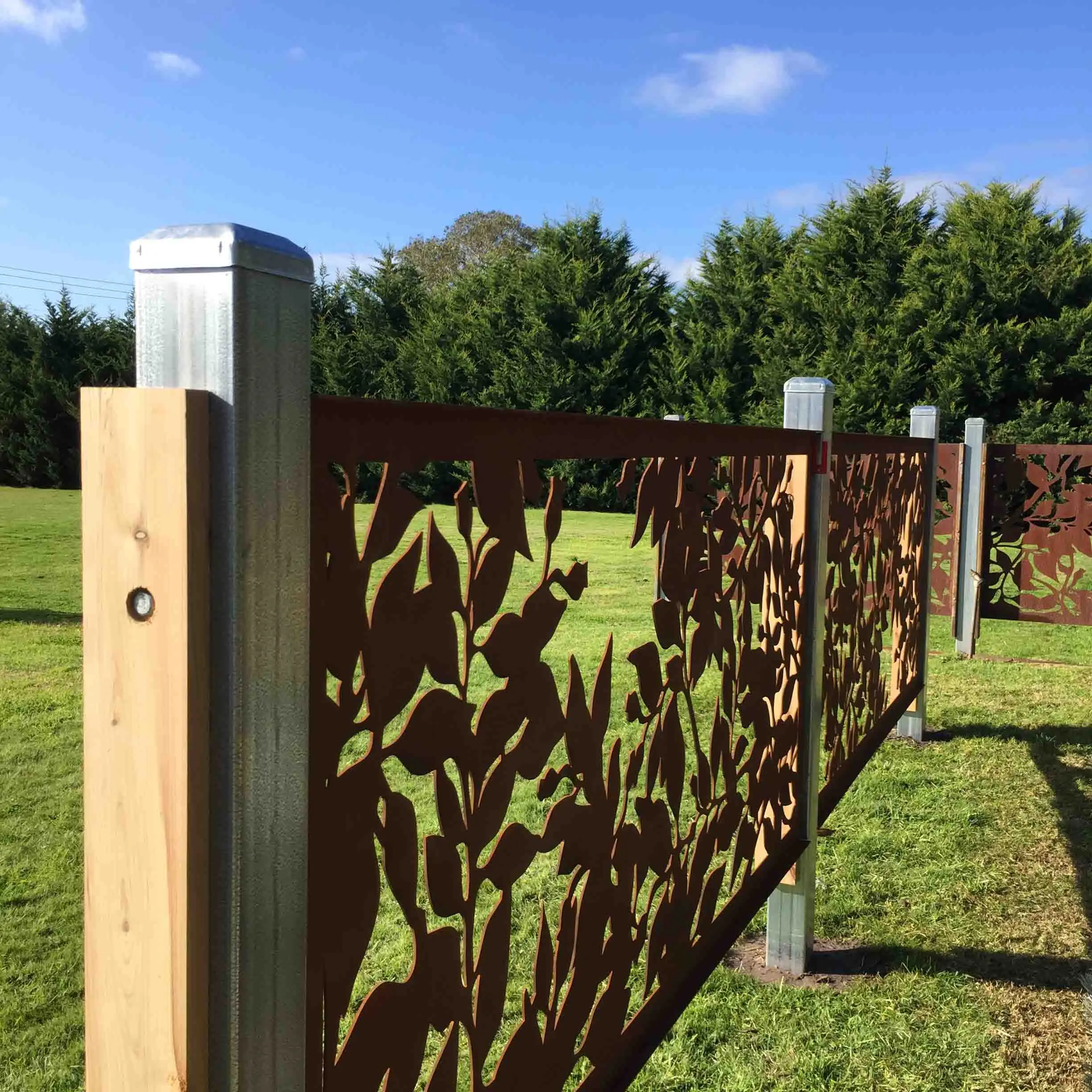 Fence Sample New Design Wholesale Laser Cut Metal Fence Panel Corten Steel Fence ...