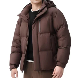 Custom High-quality Winter Thick Down Jacket, Solid Color Outdoor Hooded Men's Blowfish Jacket
