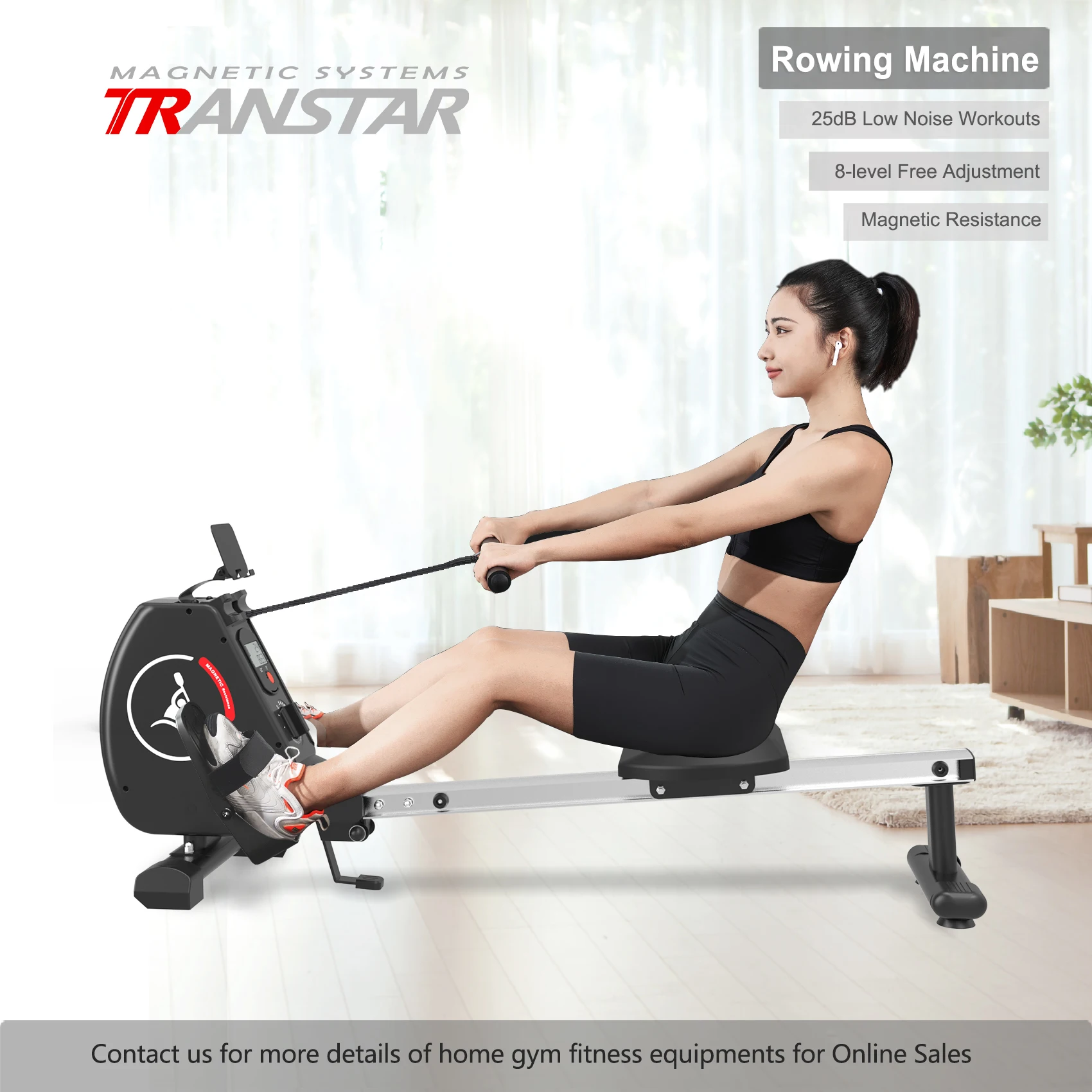 Cardio Training with Foldable Indoor Rower - Magnetic Resistance