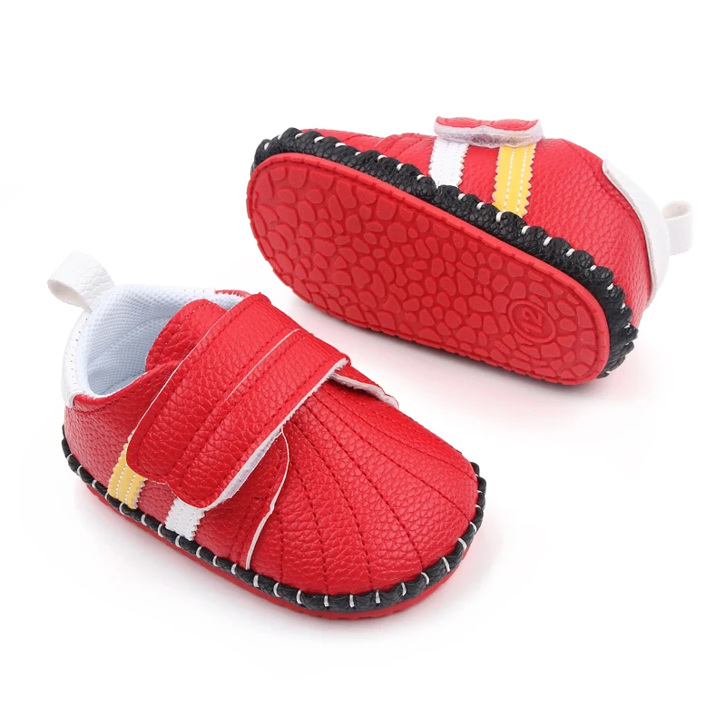Spring and Autumn Solid Color Striped Shell Head Baby Soft Sole Small White Shoes for Walking details