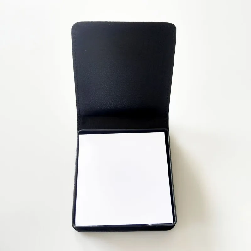 Design Square Sticky Notepad Holder Customized Logo Memo Pad Box Blank Sublimation Pu Leather Sticky Notes Box