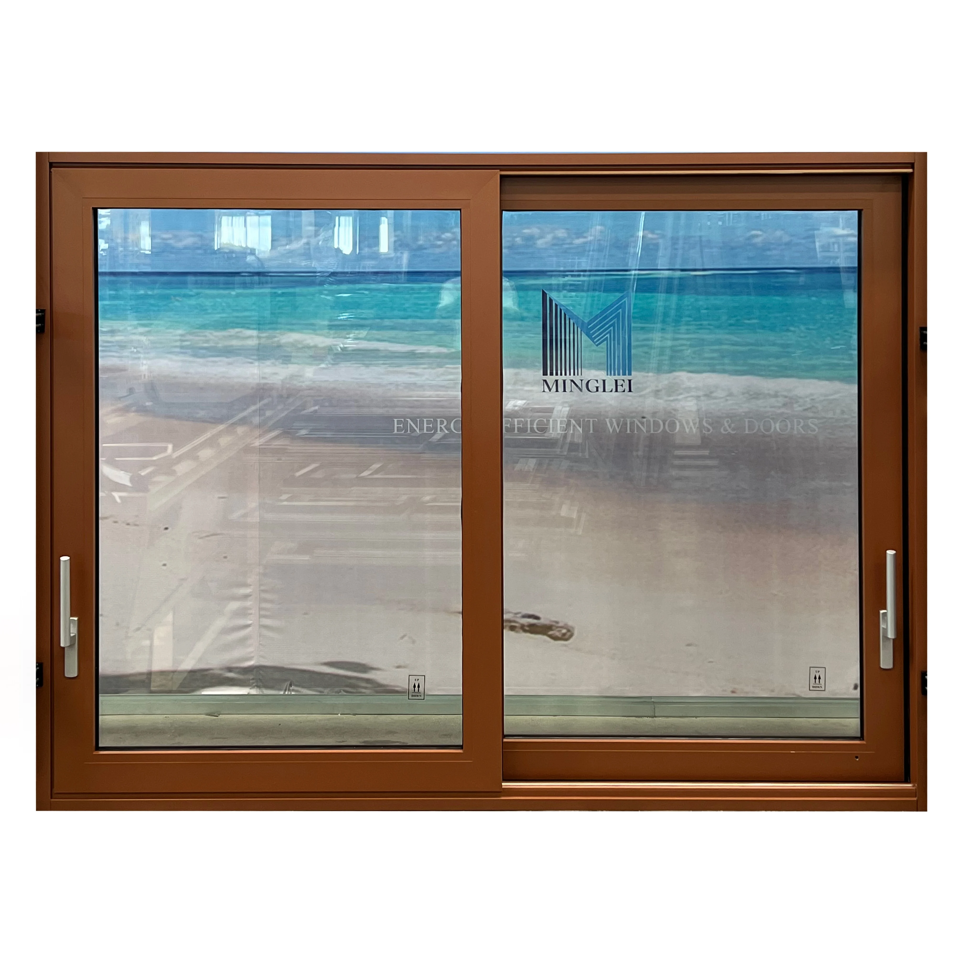 Minglei Aluminum Sliding Windows with Mosquito Screen Customized Design Wood Grain Color Glass Windows manufacture