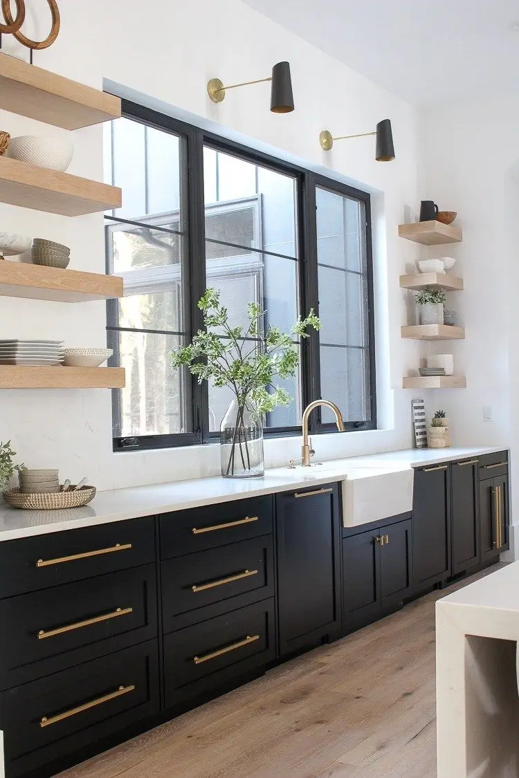 Customize Waterfall Counter Top Solid Wood Dovetail Drawer Kitchen Cupboard Kitchen Cabinet