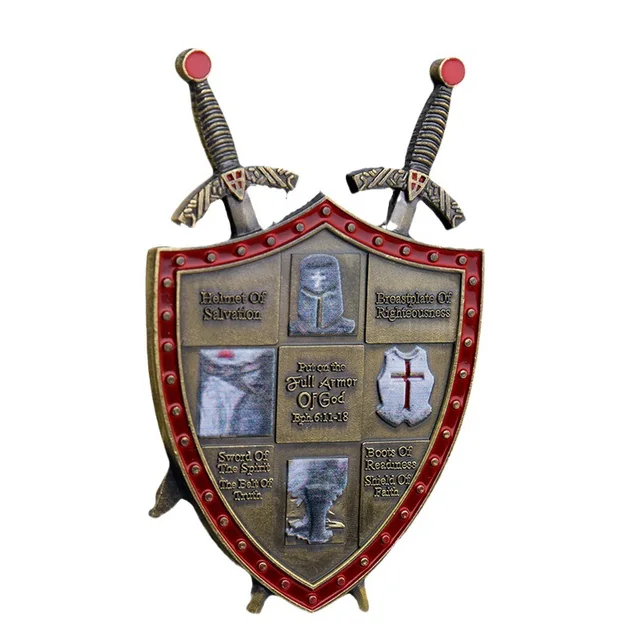 Shaped Shield Commemorative Coin, Knight Fencing Equipment Challenge Coin