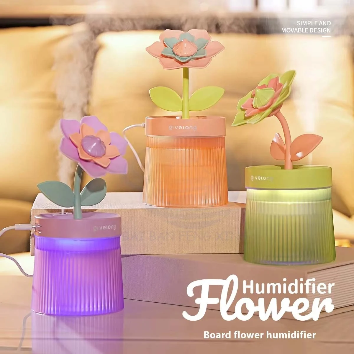 Flowers air Humidifier Small Spray Hydration Home Bedroom Desktop Portable Car USB Aromatherapy Machine 4