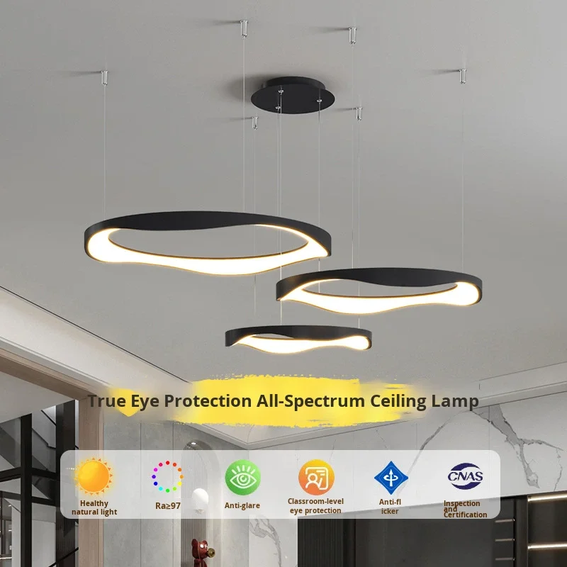 ثريا حديثة على الطراز الإيطالي بشكل حلقي، مصباح بسيط لغرفة المعيشة، تركيبات إضاءة بسيطة، ثريات ومصابيح معلقة