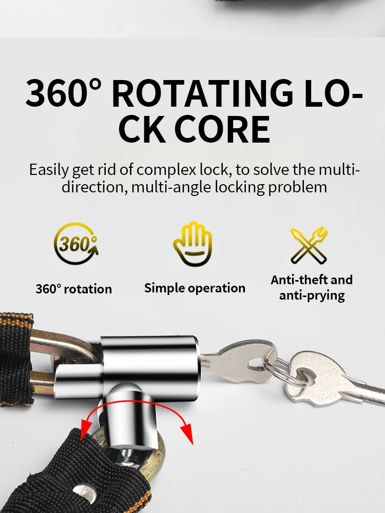 New Arrival Smart Universal Cycle Chain Lock With Keys Antitheft Lock For Bicycle Motorcycle