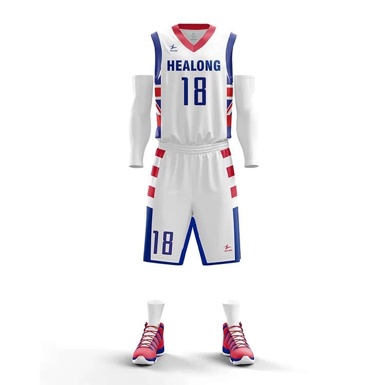 custom basketball jersey design blue and red personalized color digital  sublimation printing custom basketball uniforms china