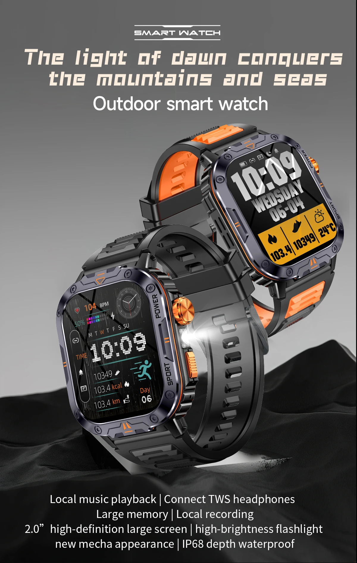 Welcome OEM Order, Factory Whole Selling Nx20 Relojes Outdoor Sport Smart Watch 2'' Bt Call Heart Rate Sleep Monitoring Local Recording Smartwatch With Flashlight 2025 - Buy 2025 Outdoor Sport Smartwatch sports Smart Watch For Men Ip68 Waterproof Smartwatch