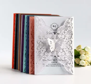 Wedding butterfly lace greeting card laser hollow invitation European pattern wedding invitation wholesale