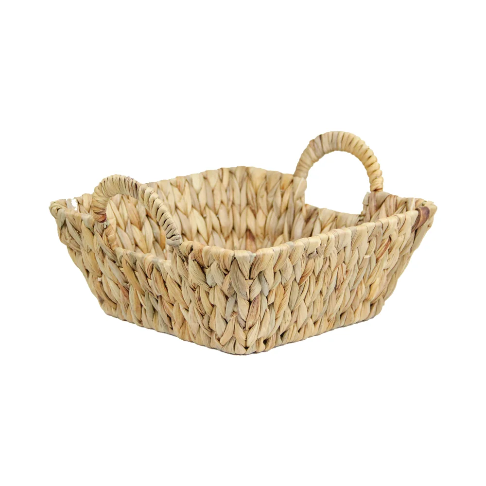 Handwoven Large Storage Baskets With Wooden Handles Water Hyacinth Wicker Baskets For