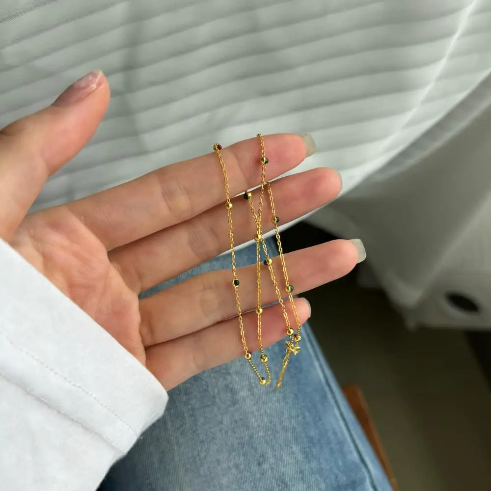 KAKODIY fashion 18K gold plated luxury elegant fashion 925 sterling silver simple bead chain Jewelry for Women necklace detail 5