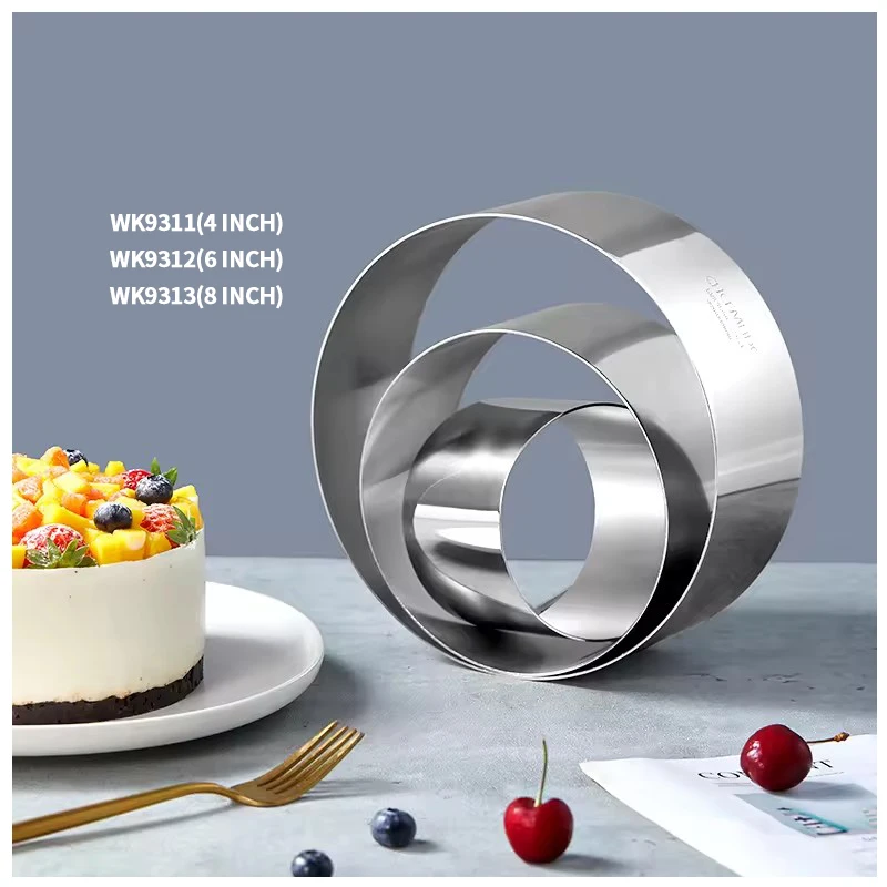 CHEFMADE WK9311 4" Round Stainless Steel DIY Baking Mold Kitchen Tools Cake Dessert Mousse Bread Candle Soap Made Silicone
