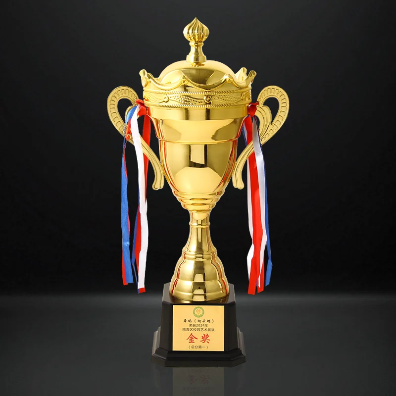 Big Cup Metal Cup Trophy Custom Design and Mold Service King Crown Top Large Metal Craft Plated Trophies Cups From China