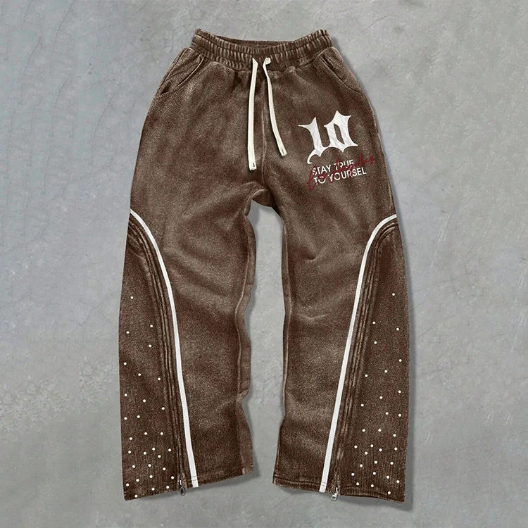Custom Streetwear Mens Sweatpants French Terry Jogger Pants Flared Sweatpants Slim Fit Heavyweight Stacked Cotton Sweatpants Men