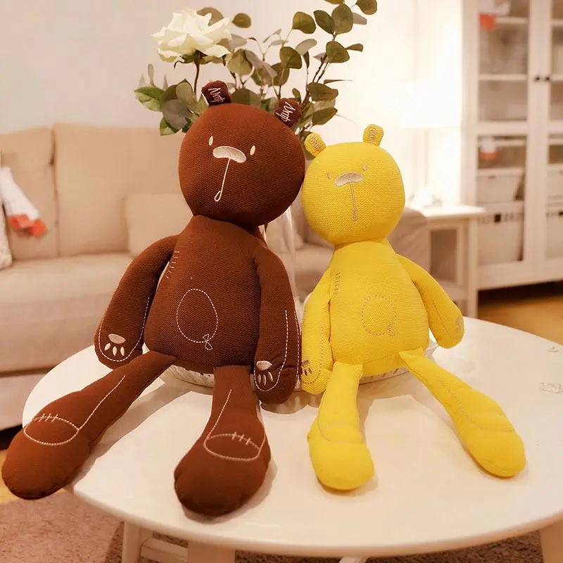Baby Safe Cute Comforter Toy Muslin Soft Bear Stuffed Cuddle Teddy with Embroidery Mouth Eyes Nose Cheap Price Good Quality