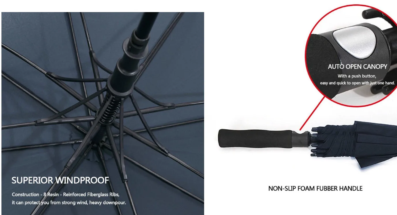 30-дюймовый автоматический открытый 68-дюймовый большой рекламный Пользовательский логотип ветрозащитный фирменный зонт для гольфа двухслойный зонт для гольфа с логотипом