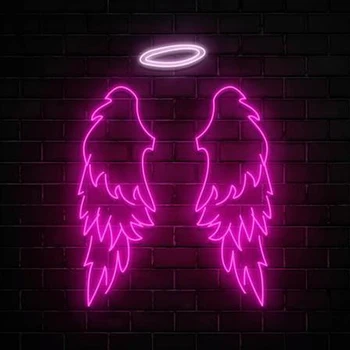 Drop shipping NO MOQ Wall Mounted 12V flexible light acrylic letter angel wings custom neon signs