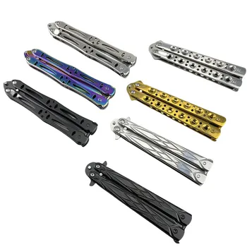New Style Folding Knife Butterfly Training tool with Pattern Stainless Steel Training Tool Outdoor knife Swing knife EDC