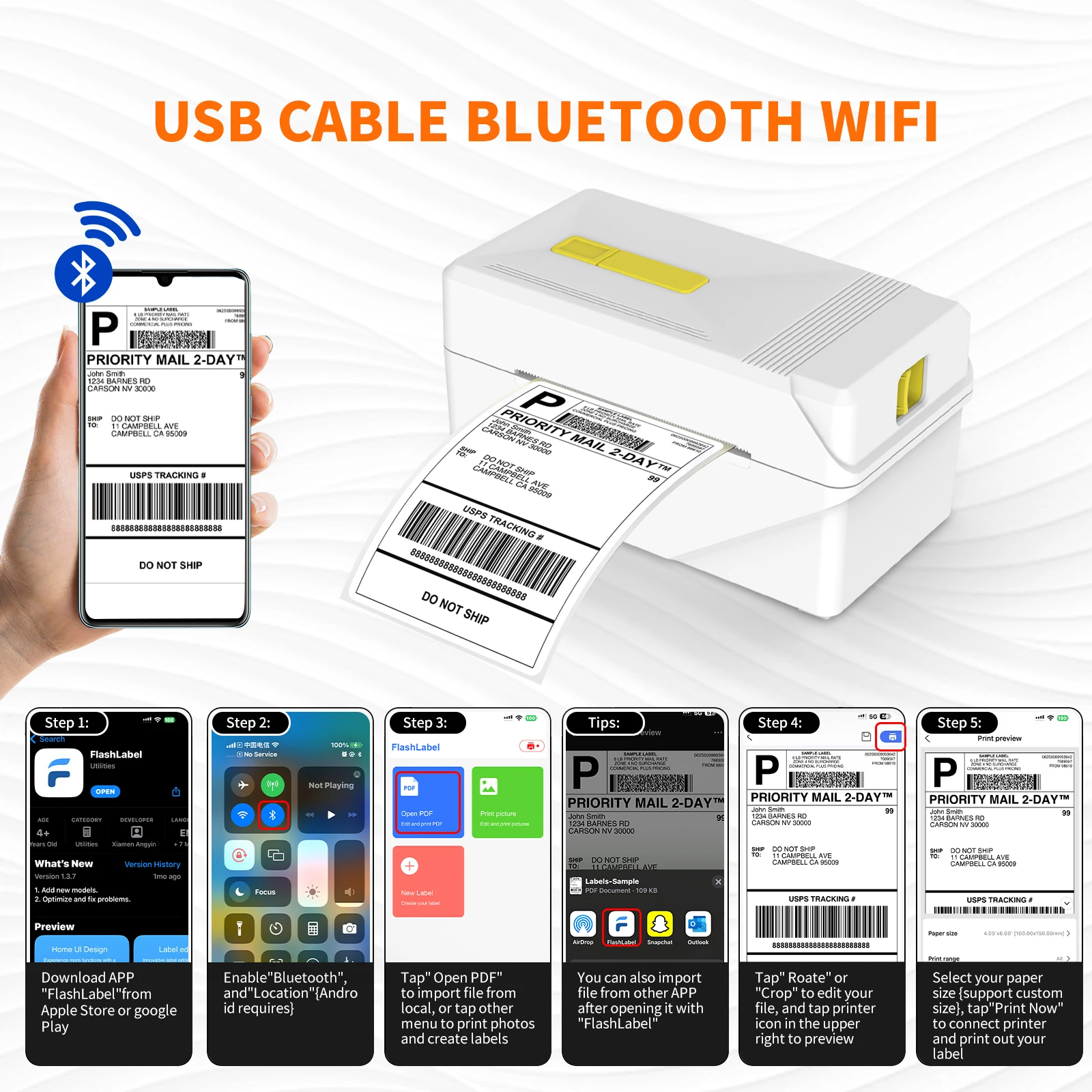 A318 BT Mini Mobile Thermal Label Printer - Bluetooth Shipping Label ...