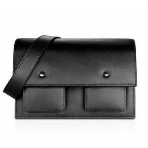 Custom Logo Leather Black Men's Crossbody Cross Body Pack Shoulder Messenger Bag for Men