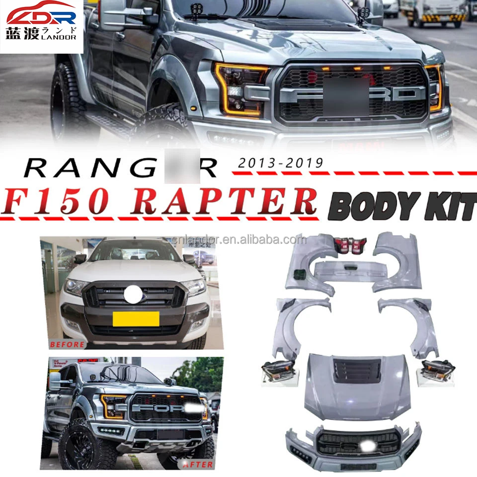Car Body Kit For Ford Ranger T6 T7 T8 2012-2020 To Ranger Raptor T9 ...