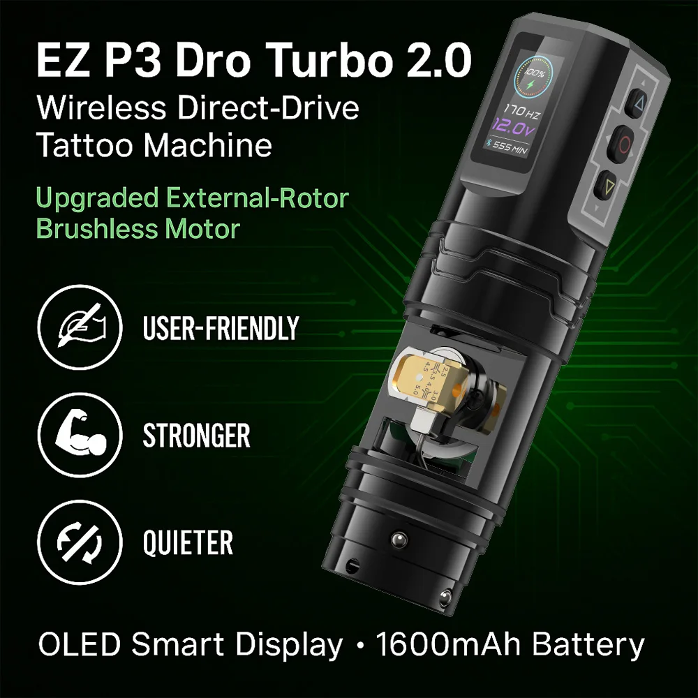 Ez tattoo pro 3 turbo タトゥーマシン EZ P3 Pro Turbo Wireless Battery Tattoo Pen Machine — EZ TATTOO SUPPLY