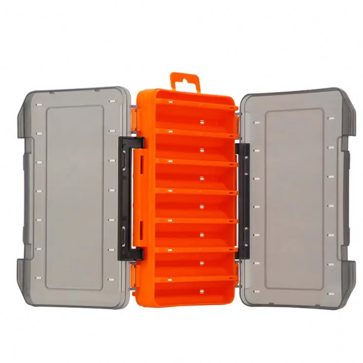 ZSFBIAO Double Sided Fishing Tackle Box 12/14 Compartments Bait Lure Hook Storage Box Fishing Accessories Plastic Storage Case Fishing Box Organizer (Color : A