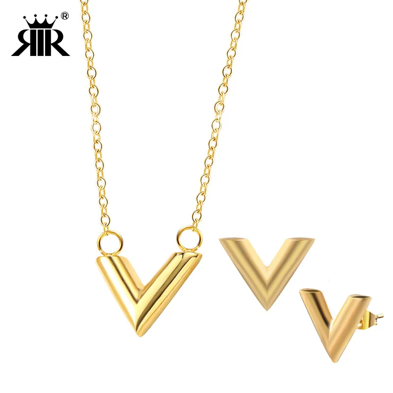 Fashion Script Name Customized Logo Gold Farbe 316l Stainless Steel V Shape Letter Pendant Necklace Jewelry Mit Ohrringe Buy Anhanger Halskette Schmuck Halskette Schmuck Angepasst Logo Halskette Product On Alibaba Com