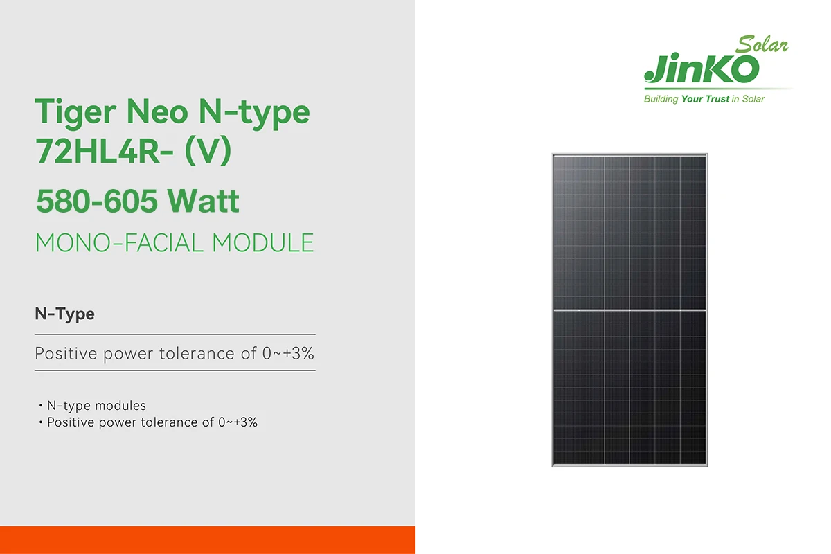Jinko Solar Tiger Neo N-type PV Module 72HL4 605W 600 Watt 595W 590W ...